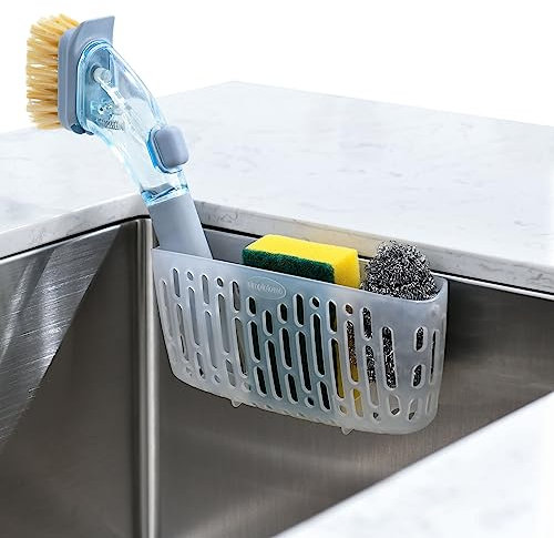 simpletome Sink Caddy Basket, Sinkware Organizer, 3X Strong Suction Cups Or Countertop (Translucent White)