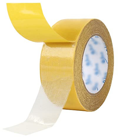 MilyaDE Verlegeband Teppichklebeband 50mm x 20m Extra Stark Rückstandsfrei Entfernbar Doppelseitiges Klebeband Leicht Reißbar