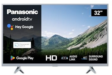 Panasonic TX-32MSW504S, 32 Zoll HD LED Smart 2023 TV, Android TV, Surround Sound, Google Assistant, Chromecast, Bright Panel, HD Color Engine, Silber
