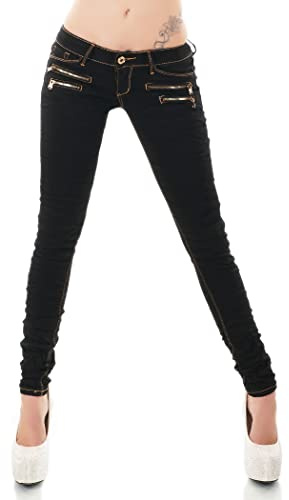 STIDIA Jeans da donna a basso rise, jeans skinny slim fit, stretch, XS-XL, Nero/238, L