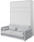 MEBLINI Schrankbett mit Sofa Bed Concept - Wandbett mit Lattenrost - Klappbett mit Schrank - Wandklappbett - Murphy Bed - BC-12-160x200cm Vertikal - Weiß Matt/Grau