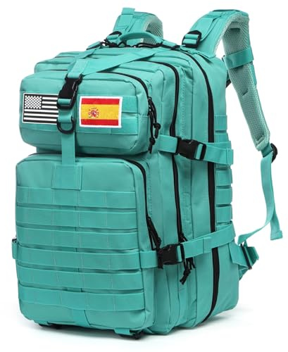 GUJOIN Mochila Tática 50 Litros con Sistema Molle - Gran Capacidad Militar Impermeable para Emergencias de 3 Días Caza Senderismo y Acampadas - Mochila para Actividades al Aire Libre (Cian)