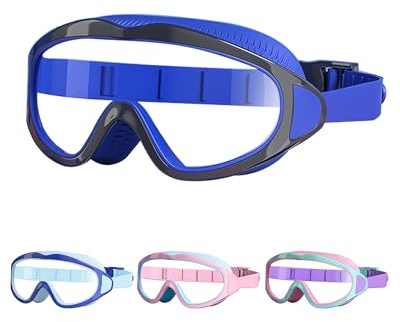 BeLikeFish Kids Swimming Goggles - Swimming Goggles Kids Boys Girls Children 4-12 Years Anti Fog Large Lens