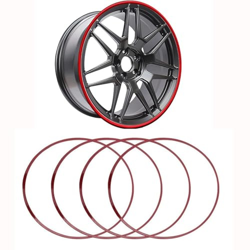Wheel Protector 17-22 Inch Light Alloy Wheel Edge Rim Protectors, 4PCS Automobile Wheel Hub Anti-collision Protection Ring, Vehicle DIY Adhesive Modification Edge Trim Strip, For All Car Models(Red,17