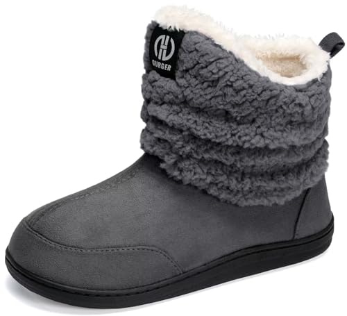 JEBUKTXE Stivaletti Pantofole per Uomo Donna Invernali Pantofole da Casa in Peluche Calde Ciabatte Chiuse Alte Stivaletto Memory Foam Stivali da Casa Grigio Taglie 38 39