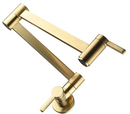 HOMSFOU Grifo Plegable Doble Lavabo Dorado Fácil De Instalar Para Hogar Tienda Escuela