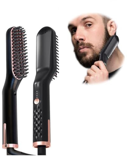 DAJASD Lisseur Barbe Homme, 3 en 1 Brosse Lisseur a Barbe Hommes, Lisseur de Barbe et Cheveux Homme, Brosse Lissante Multifonctionnel pour la Barbe et la Coiffure, Coiffer Une Barbe Longue