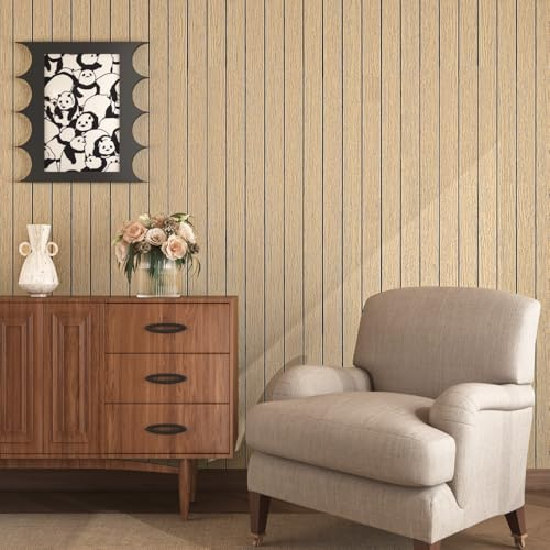 Livelynine Spesso Carta da Parati Adesiva Muro Legno Listelli 3D Carta da Parati Effetto Legno Naturale 90CMx5M Pannello Decorativo Parete Adesivo Soggiorno Corridoio Listelli in Legni per Pareti
