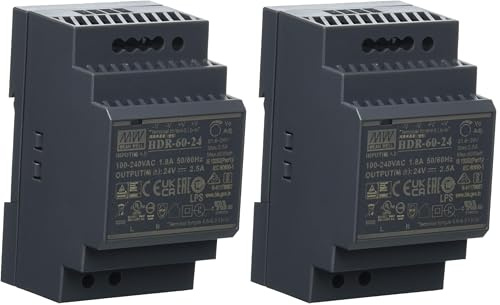 HDR-60-24 LED Netzteil Trafo Hutschienen-Netzteil (DIN-Rail) Mean Well HDR-60-24 24V/DC 60W Transformator für LED Beleuchtung (Packung mit 2)