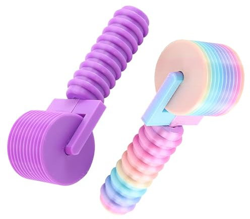 Amosfun Lot de 2 Rouleaux Presse-strass en Plastique, Outil Ajustable pour Peinture Diamant, Rouleau de Scellage pour Art Strass, Accessoire Bricolage Créatif, Couleurs Coloré et Violet,