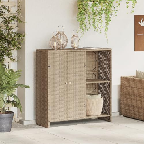 Augerqir Armoire de rangement beige avec rotin, 100 x 36 x 102 cm, armoire de salon avec 2 portes et étagères flexibles, armoire de ménage durable pour bibliothèques et usage général