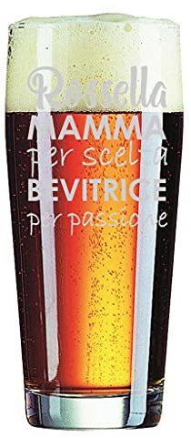 Colorfamily Bicchiere da birra Mamma con Incisione Personalizzabile Festa della Mamma Bevitrice per passione - Bicchiere in vetro 40 cl