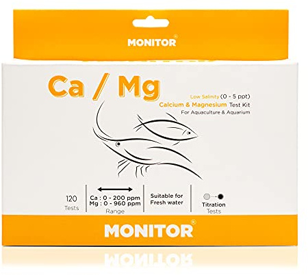 Monitor Calcium/Magnesium Low Salinity (0-5 PPT) Test KIT (120 Tests) - Monitor Aquarium and aquaculture Water Quality