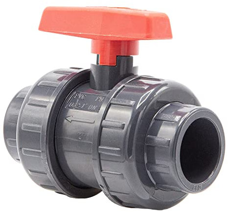 Válvula de bola de PVC I 32mm I 1 pulgada I tipo AK I para tomas de cola y accesorios I válvula de cierre de 2 vías I conector de tuberías de PVC I construcción de piscinas y estanques I bm003