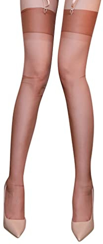 Jungerhouse Bas Femme Sexy Lingerie Porte Jarretelle Nylon Ultra-Thin Au-Dessus du Genou Bas Taille Unique (Café)