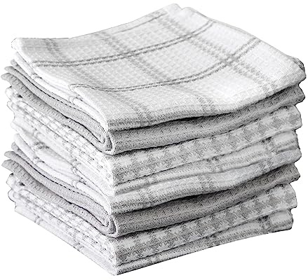 T-Fal Premium Waffle Dish Cloths: Highly Absorbent, Super Soft Long Lasting - 100% Cotton, 12x13 Towel for Cleaning & Drying, (8-Pack), Gray