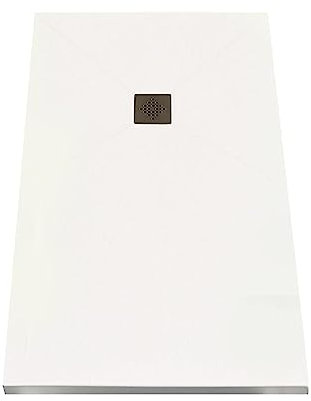 SOULBATH Plato de Ducha - Resina - Textura Pizarra - Antideslizante - Color Blanco - 90X70- Extraplano - Incluye Válvula desagüe+Rejilla