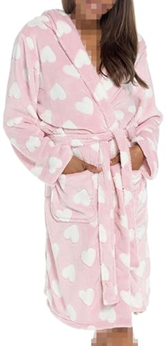 A2Z Dam Lyxig Fleecemorgonrock Med Hjärtmönster Morgonrock - Robe 133 Pink 8-10