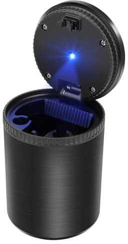 Linkstyle Aschenbecher Auto mit Deckel, LED Licht Selbstverlöschender Aschenbecher, Tragbarer Großem Fassungsvermögen für Autos Vans Camping Marke: Linkstyle