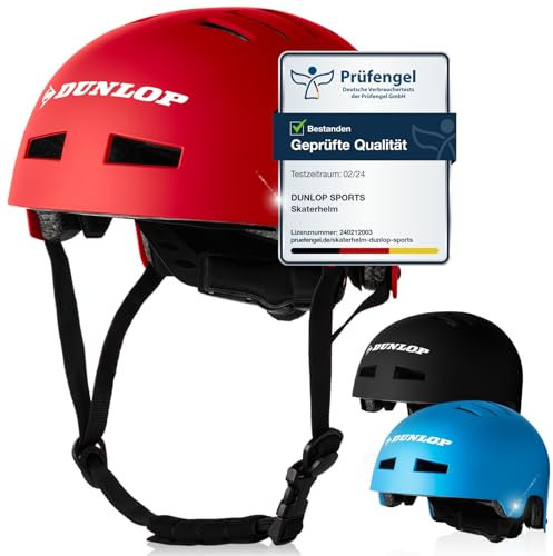 DUNLOP SPORTS Fahrradhelm Kinder Jugendliche Erwachsene - Test Sehr Gut - Leichter robuster Urban Allrounder Helm, 14 Fach belüftet, Schnellverschluss, Auto Kopfanpassung (Rot, S (48-53cm))