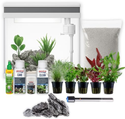 AquaOne Aquarium Komplettset LED mit Pumpe HNE-380 I Kleines Nanoaquarium 26 Liter mit Filteranlage I Mini Nano Becken Set für Fische und Garnelen