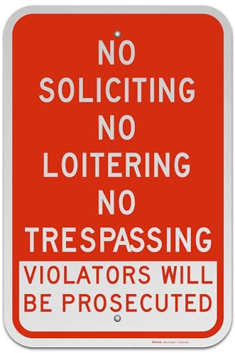 Brimar Schild No Soliciting No Loitering, 30,5 x 45,7 cm, reflektierendes Aluminium, klare Botschaft, einfache Installation