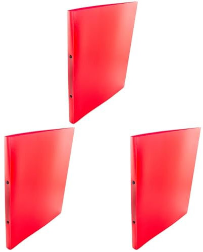 Kangaro Ringbuch Blickdicht Rot (PP, DIN A4, 2-Ringe 16mm O-Mechanik, Rücken 20mm), Rot (Packung mit 3)