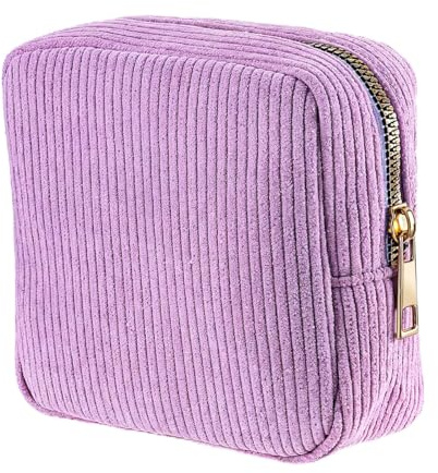 JIEYAO Corduroy Sanitary Napkin Storage Bag, Portable Period Bag for Teen Girls, Cute Period Pouch Soft Menstrual Cup Pouch Menstruation First Pad Bag Tampon Holder for Women (Purple)