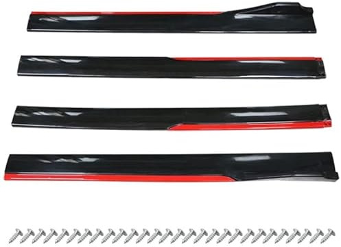 Minigonne Laterali 4 Pezzi Universali 2400MM Auto Minigonne Laterali Winglet Splitter Labbro Estensioni Gonna Laterale Rosso Nero Per BMW Gonne Laterali