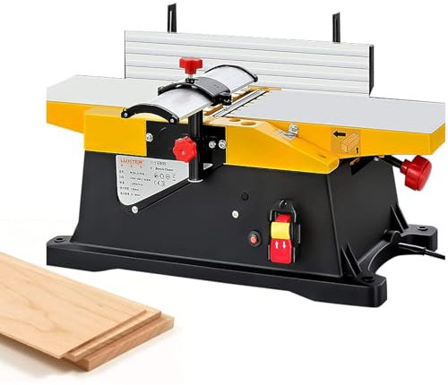 DDZJTPP Dégauchisseuse Multifonctionnelle 1800W pour Le Travail du Bois, Dégauchisseuse D'établi De 6 Pouces, 12000Tr/Min, Raboteuse D'établi Robuste, 368 X 192 X 268 Mm