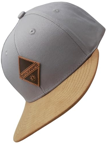Bexxwell Cappellino Snapback per bambini con toppa in pelle (Junior, Kids, vestibilità ottimale, berretto, unisex), grigio., Taglia unica