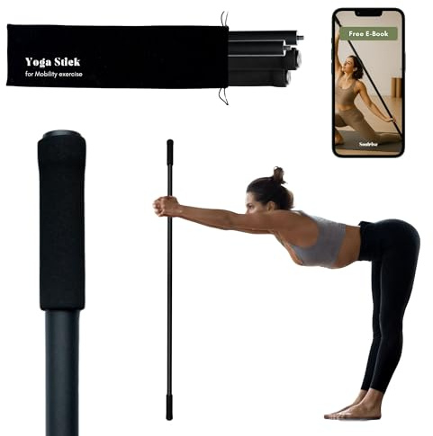 Bastone da yoga per esercizi di mobilità, stretching, pilates, fisioterapia, fitness e altri allenamenti, asta regolabile da 1,5 m per fissare postura, stretching, equilibrio e flessibilità – E-book