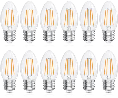 GvvooHome Bombillas LED para candelabro con base E26 de 2700 K, color blanco suave, 6 W, equivalente a 60 W, bombilla LED E26, bombillas de vela B10, no regulables, 90+CRI, 600 lm, cristal de cera