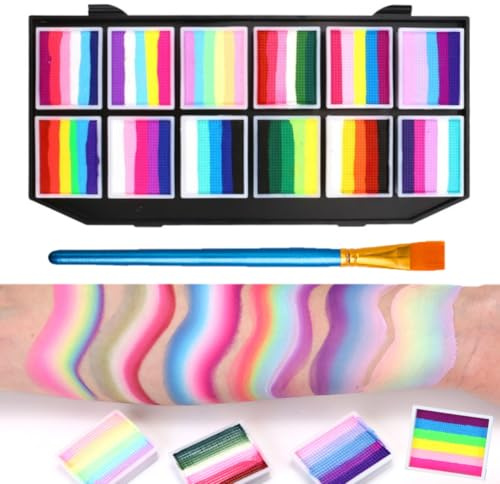 KARLOR Peinture pour le visage pour enfants 65 couleurs avec pinceau, peinture pour le visage pour enfants, peinture pigmentée soluble dans l'eau, peinture créative colorée, festival, Halloween