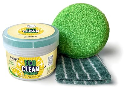 BETTI CLEAN – ECO CLEAN Power 850g KIT con Spugna SWOPY CARBON e Panno BAMBOOM | Pasta Pulente Ecologica per Forno, Induzione, Acciaio Inox | Senza Graffi | Made in Italy
