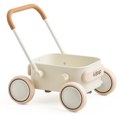 Kidpop PULA 2-in-1 Push and Pull-Along Wagon, Baby Push Walker for First Learner from 7 Month to 4 Year, One Year Birthday Gifts, Sturdy and Safe, Indoors and Outdoors (White)