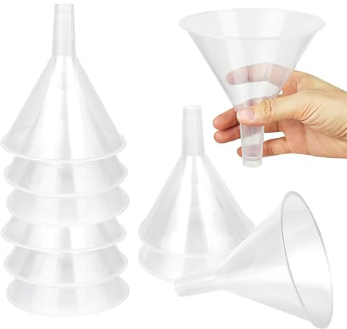Aramanara 10 Pack 12cm Plastic Funnels, Clear Plastic Funnel with Long Spout, Multi-Purpose White Funnels for Filling Oil Laboratory Chemicals