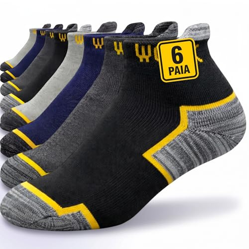Calcetines Trabajo Hombre y Mujer Verano – Tobilleros Cortos 95 % Algodón con Talón/Punta Reforzados – Work Socks Transpirables Uso Profesional (FR/ES, Números, 35, 40, Regular, Regular, M/E)