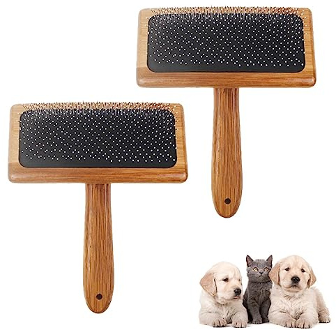 2Pcs Wool Carders Hand Carders, Wool Carding Brushes, Needle Felting Tools Brush, Carpet Needle Felting, Bamboo and Wood Air Cushion Pin Comb for Cats, Dogs, Pet Grooming(COLOR:L 5.91 x 4.09inch)