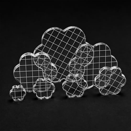 9 Piezas Bloques de Estampación de Acrílico Transparentes, Bloques de Sellos de Acrílico Transparente con Líneas Cuadrícula para Sello de Silicona, Scrapbooking, Manualidades de Bricolaje