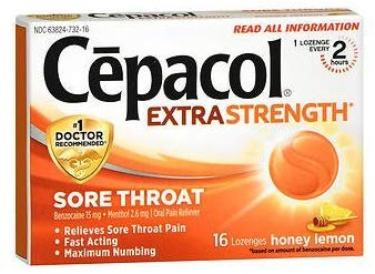 Cepacol Extra Strength Sore Throat & Cough Relief Lozenges, 16 Count, Honey Lemon Flavor, Maximum Numbing, Fast Acting Relieves Sore Throat Pain, and Quiets Cough (Pack of 4)
