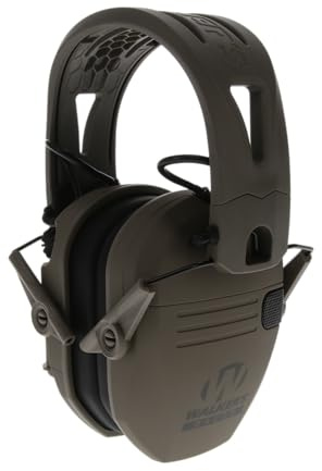 Walker's Razor Tacti-Grip Earmuffs- Mega Flat Dark Earth, High Performance Silicone Composite Slip Free Headband- Natural Sound Clarity Full Dynamic Range 23NRR