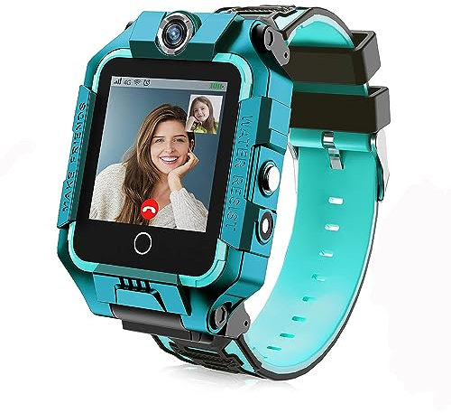LiveGo Smartwatch Kinder mit GPS und Telefon, 4G Sicheres Smartwatch mit 360° Drehbarem, GPS/SOS-Anruf für Kinder, Studenten im Alter von 4-12Y, Geburtstagsgeschenke Schultag(Cyan)