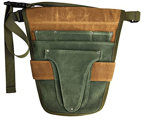 Ceinture à outils de jardinage pratique, avec plusieurs poches pour outils de jardinage en plein air pour femmes et hommes (vert et marron)