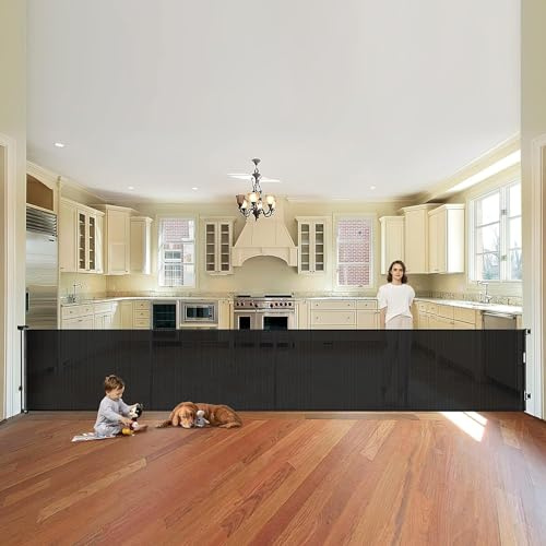 Eyeleaf 5M Retractable Safety Gate for Wide Openings-Extra Long Indoor/Outdoor Gate for Kids and Pets (Black, 500cm*86cm)