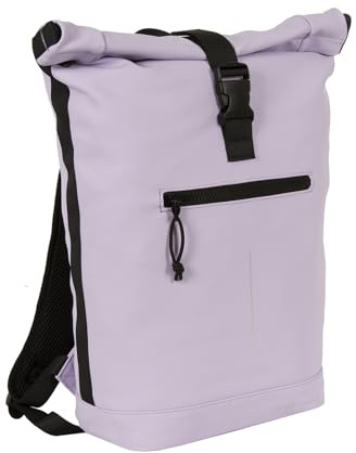 New Rebels Unisex Wasserabweisender Rolltop-Rucksack – 21l Rolltop-Backpack mit 15,6-Zoll-Laptopfach – Reiserucksack mit Klickverschluss – Rucksack mit Vordertasche – flexible Aufbewahrung - Lila
