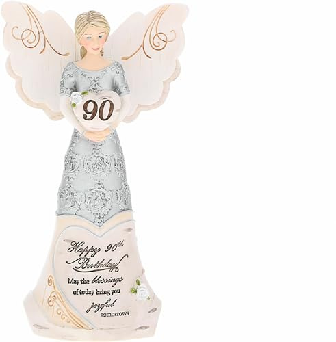 Pavilion Gift Company - Happy 90th Birthday - 6 Angel Figurine Religious Best Friend Bestie BFF God Jesus Lover Christian Christ Gift Present