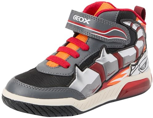Geox J INEK Boy C, Scarpe da Ginnastica, Dk Grey/Orange, 32 EU
