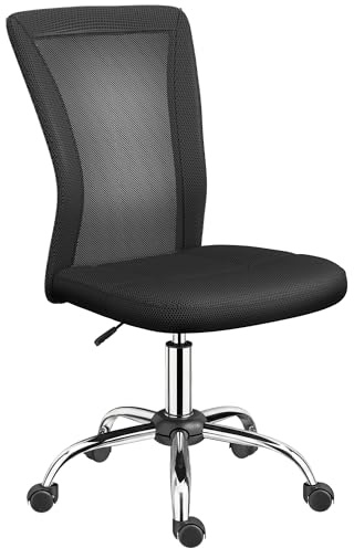 Vinsetto Silla de Oficina de Malla sin Brazos 100 kg 43x58x90-100 cm Negro | Silla de Escritorio Giratoria, Altura Ajustable, para Estudio Despacho