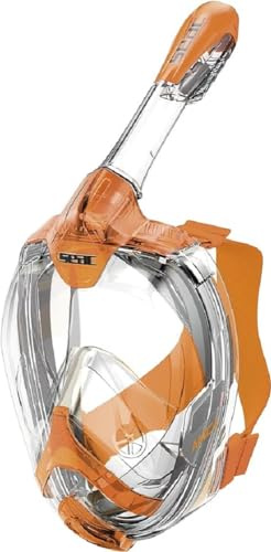 SEAC AMICA, Maschera Integrale da Snorkeling per adulti e bambini dai 6 anni in su, facciale in polimero anallergico senza ftalati, arancione, L/XL